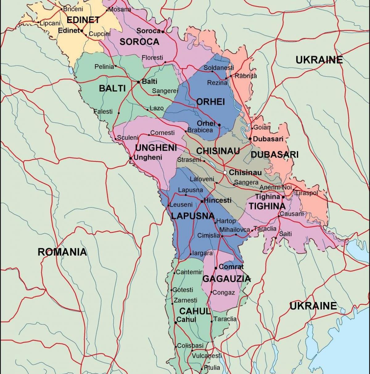 Mapa de Moldavia política